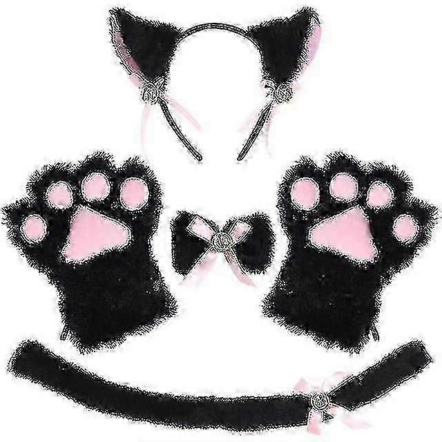 かわいい猫コスプレ衣装パーティーファンシードレス衣装猫の耳テール襟の足の手袋セット