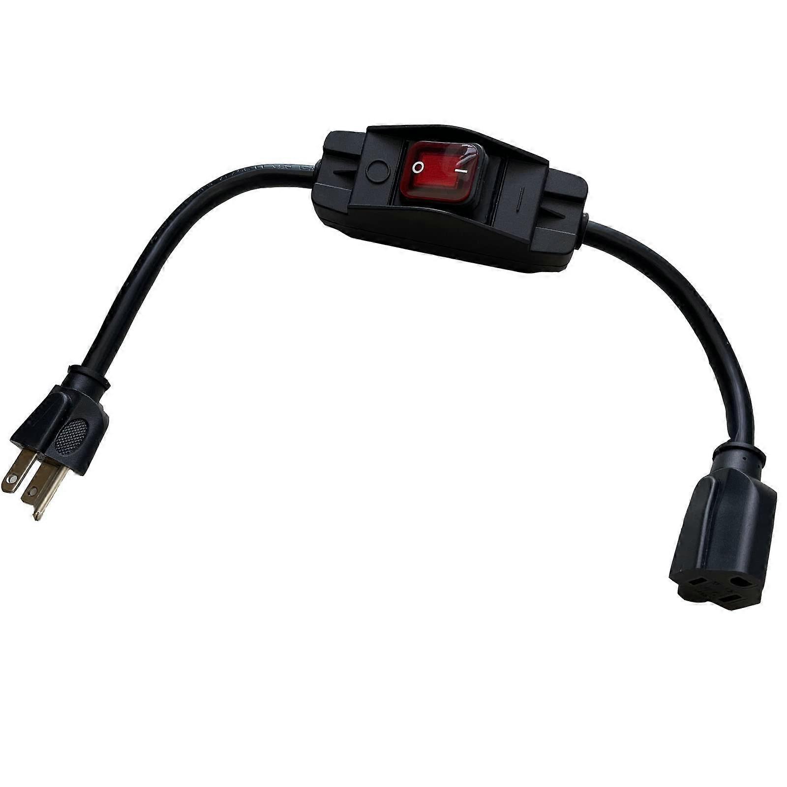 XHZ 3 Prong Black Extension Cord with Switch, 1625W, 14AWG
