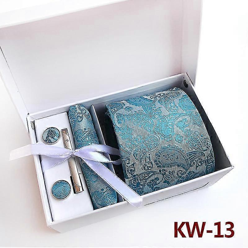 Męski jedwabny krawat i kieszonkowy kwadratowy tkany formalny krawat Cufflink Set Solidne krawaty