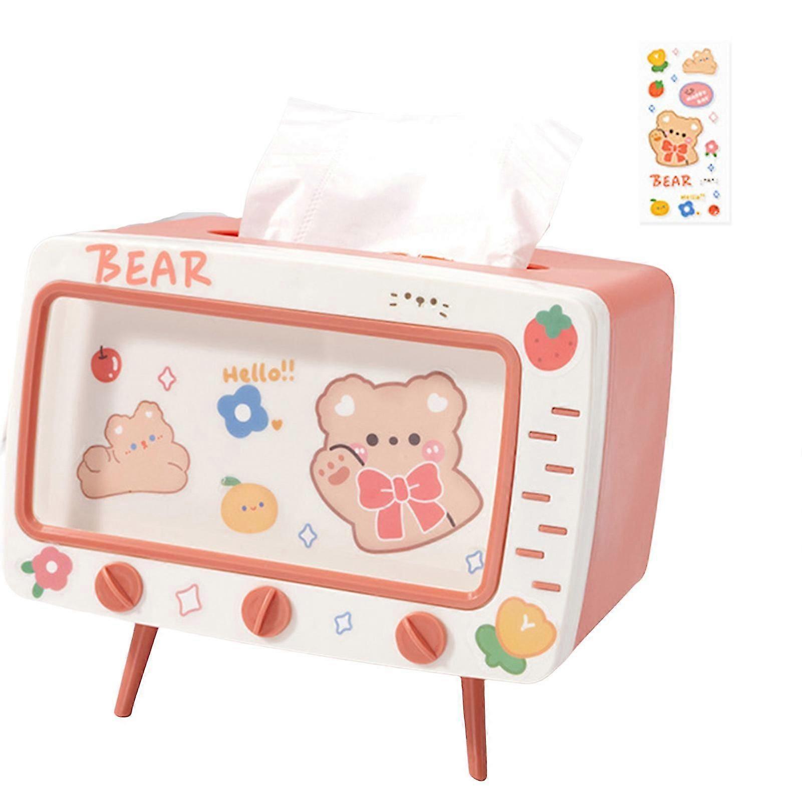 Retro Tv Design Tissue Box Mobile Phone Stand Support de téléphone pour tables de nuit Bureau