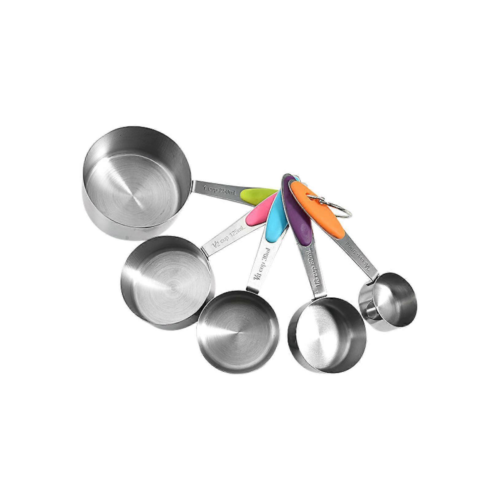 Measuring Cups (Stainless Steel with Colored Handles, 5 piece)