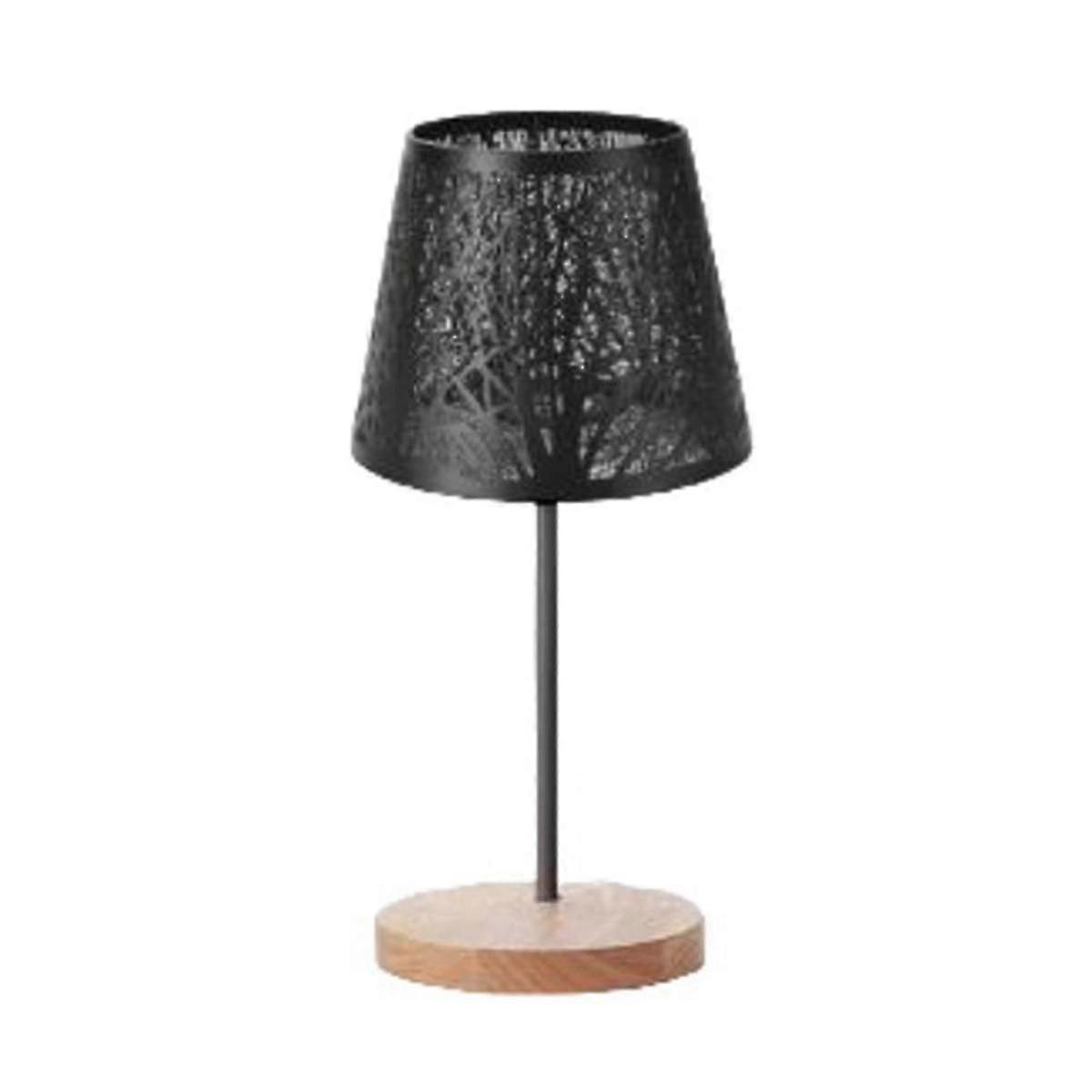 Table Lamp, Barrel Metal Lampshade and Base with Tree Pattern,Suitable for Tabletop Pendant Lamp Wall Lamp Black EU PLUG