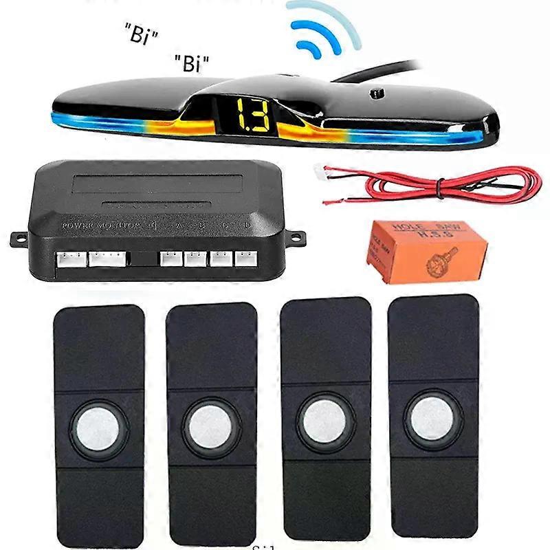 13mm Flat Sensors4sensors Car Parking Sensor Kit Reverse Backup Radar Sound Alarm Indicator Probe System DC 12V