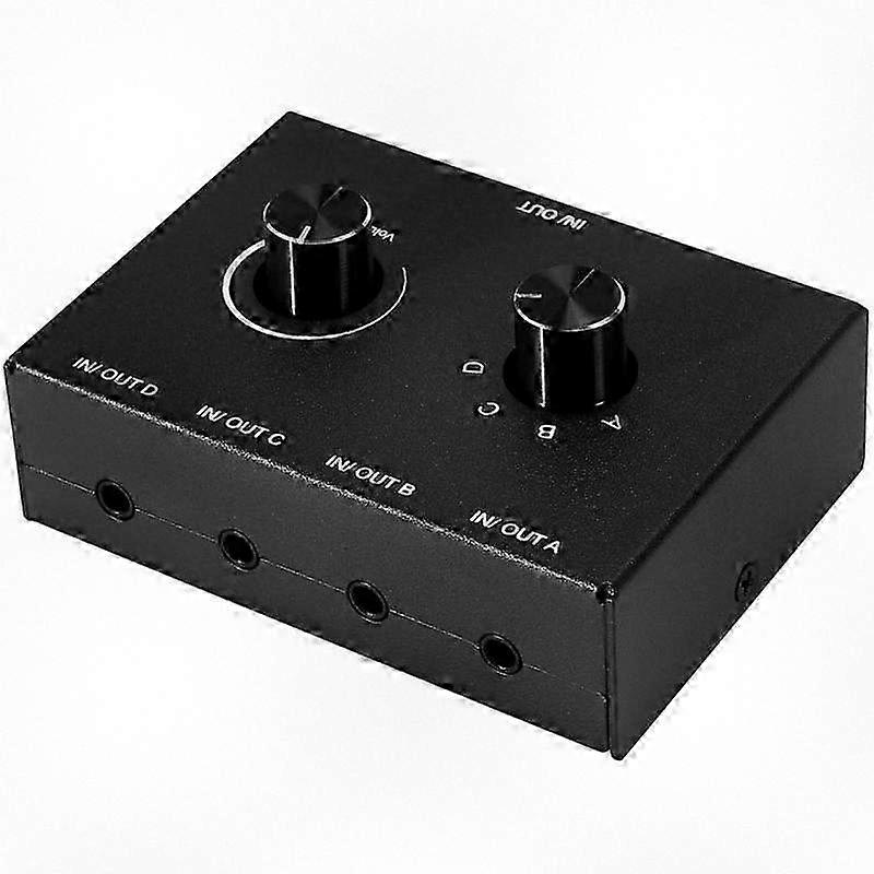 4 Way Stereo Audio Switch Box, 3.5mm AUX Input Output Selector, 4 in 1 Out or 1 in 4 Out Audio Splitter for Speakers Headphones