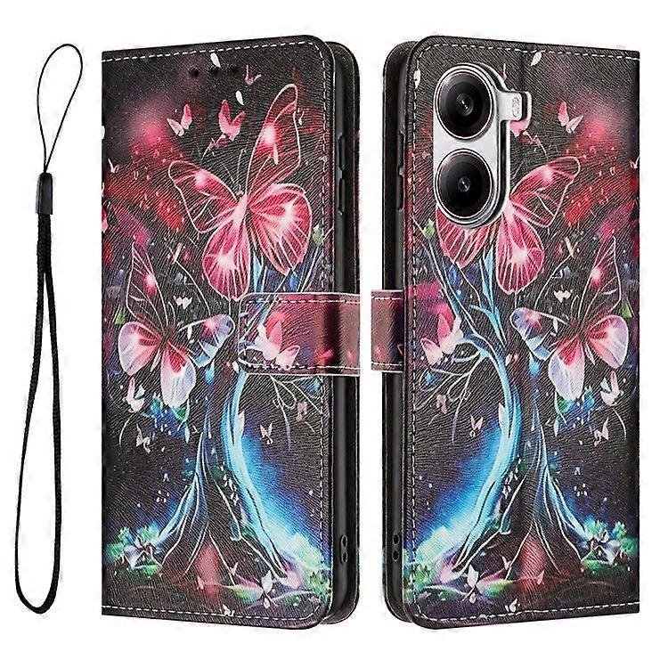 For Xiaomi Poco X7 Pro 5G/ Redmi Turbo 4 5G Case Pattern Printing PU Leather Wallet Phone Cover with Lanyard