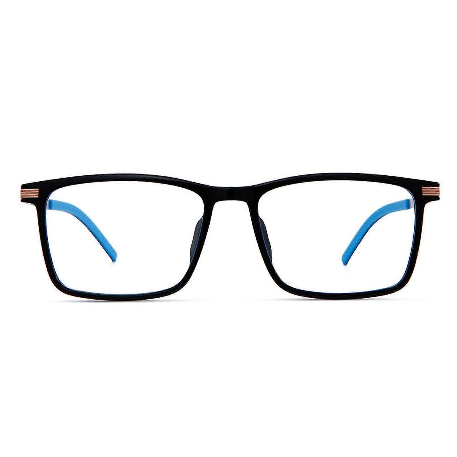 Blue Light Reading Glasses for Men - Square Titanium Frame, Anti-Glare, Lightweight Computer Eyewear