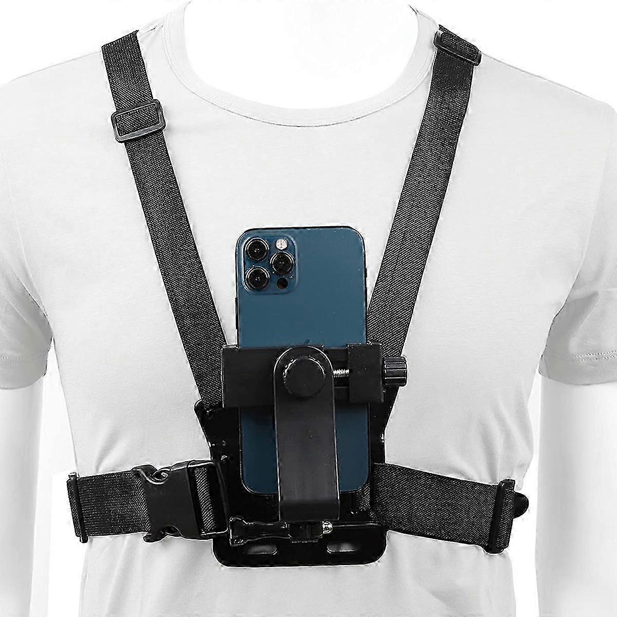 Ergonomic Chest Strap Mount For Mobile Phone Holder, Adjustable Harness With J-hook Bracket For Quick Release, Anti-shake Function Enhances First