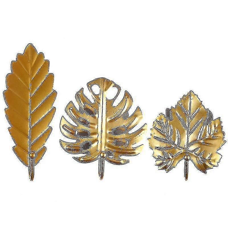 3pcs Decorative Hooks Hanging Hooks Clothing Hangers Leaf Shaped Hooks