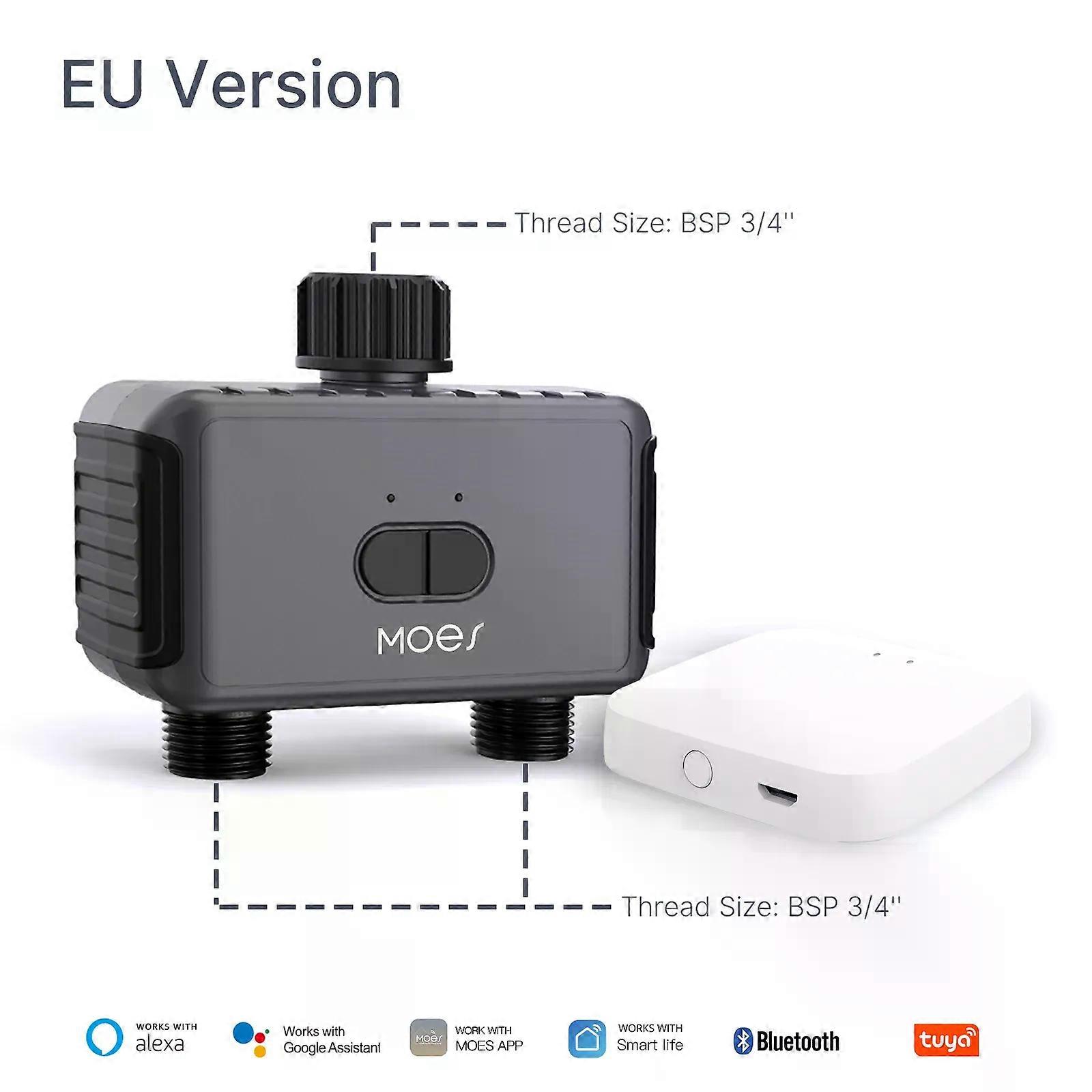 Bluetooth 2-Outlet Water Timer Smart Sprinkler Valve Controller Auto Programmable Filter Washer App Remote Control