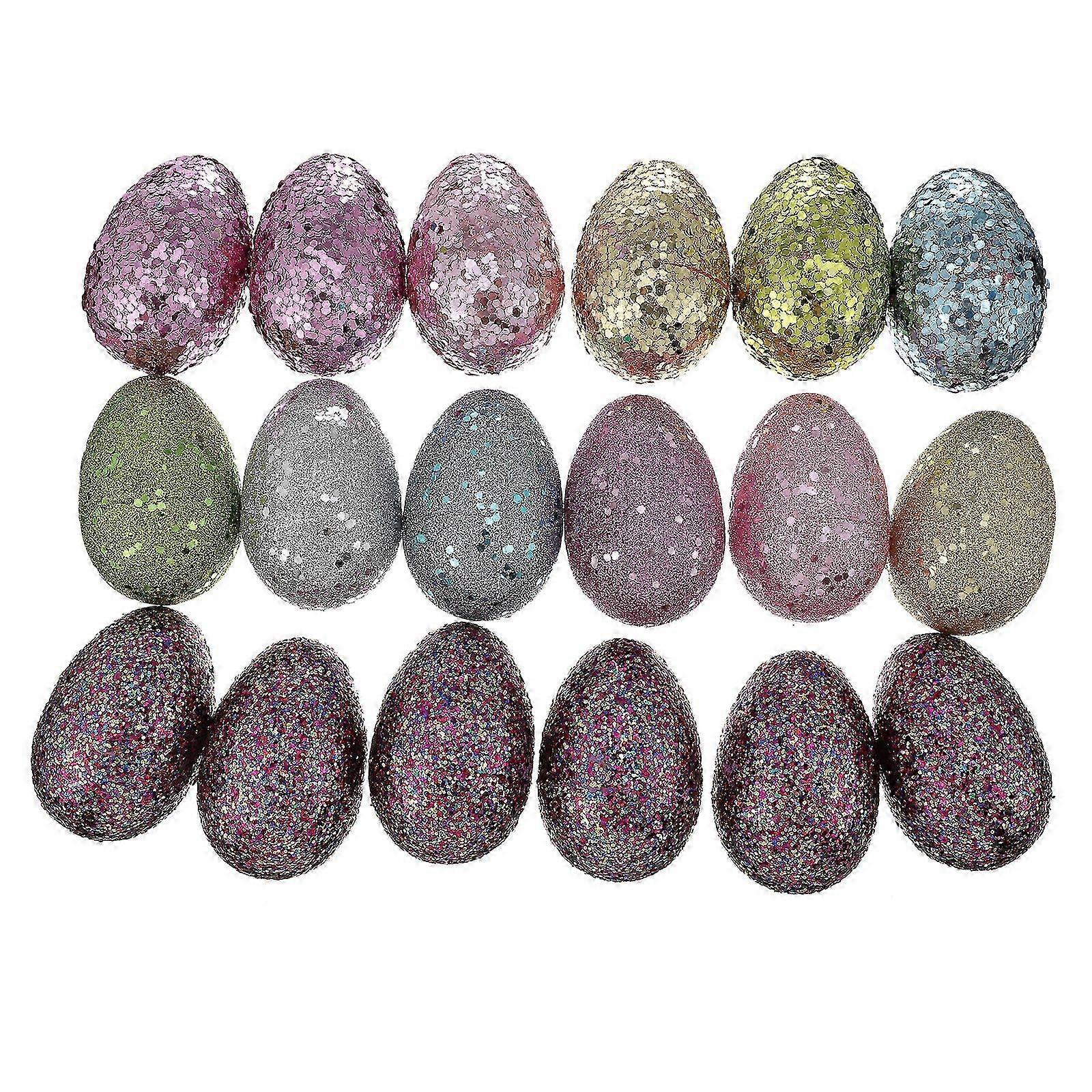 18pcs Easter Sequins Eggs Decorations for Party Supplies - 7.5x5cm