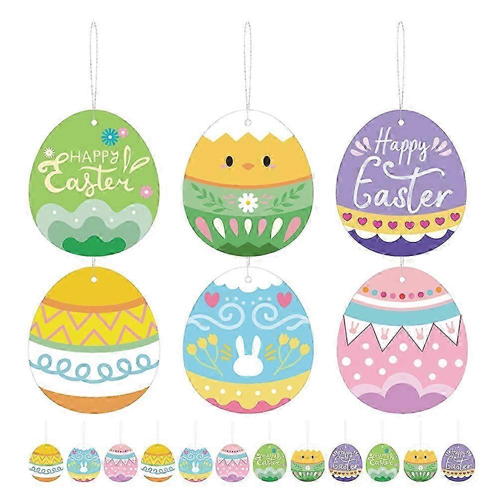18Pcs Easter Hanging Eggs Cards Easter Hanging Ornaments Easter Egg Tag Ornament for Party