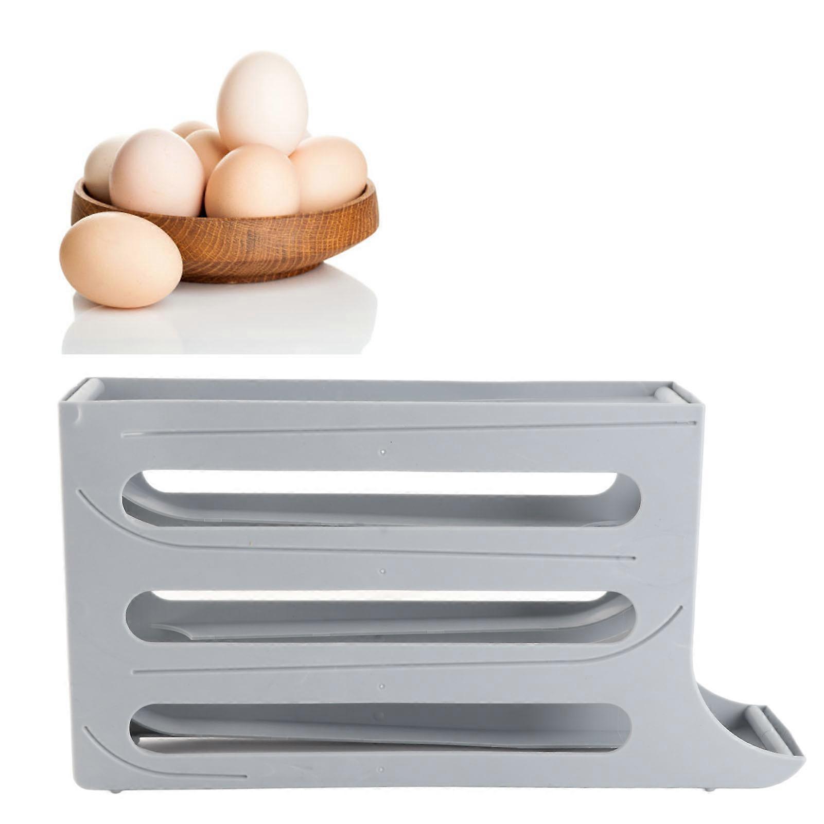 Eggs Dispenser Refrigerator Auto Rolling Storage Organizer Large Capacity Space Saving Roll Down Egg Roller Grey 