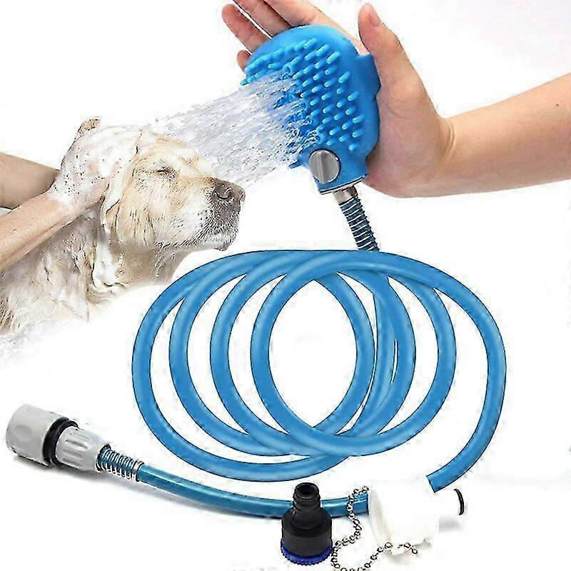 Dog Shower Sprayer Adjustable Handheld Bath Brush & Wipes for Pets
