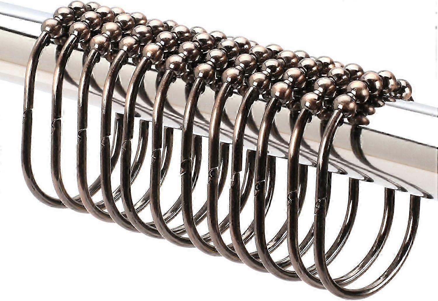 ステンレス製シャワーフック、12パックブラックワイドリング