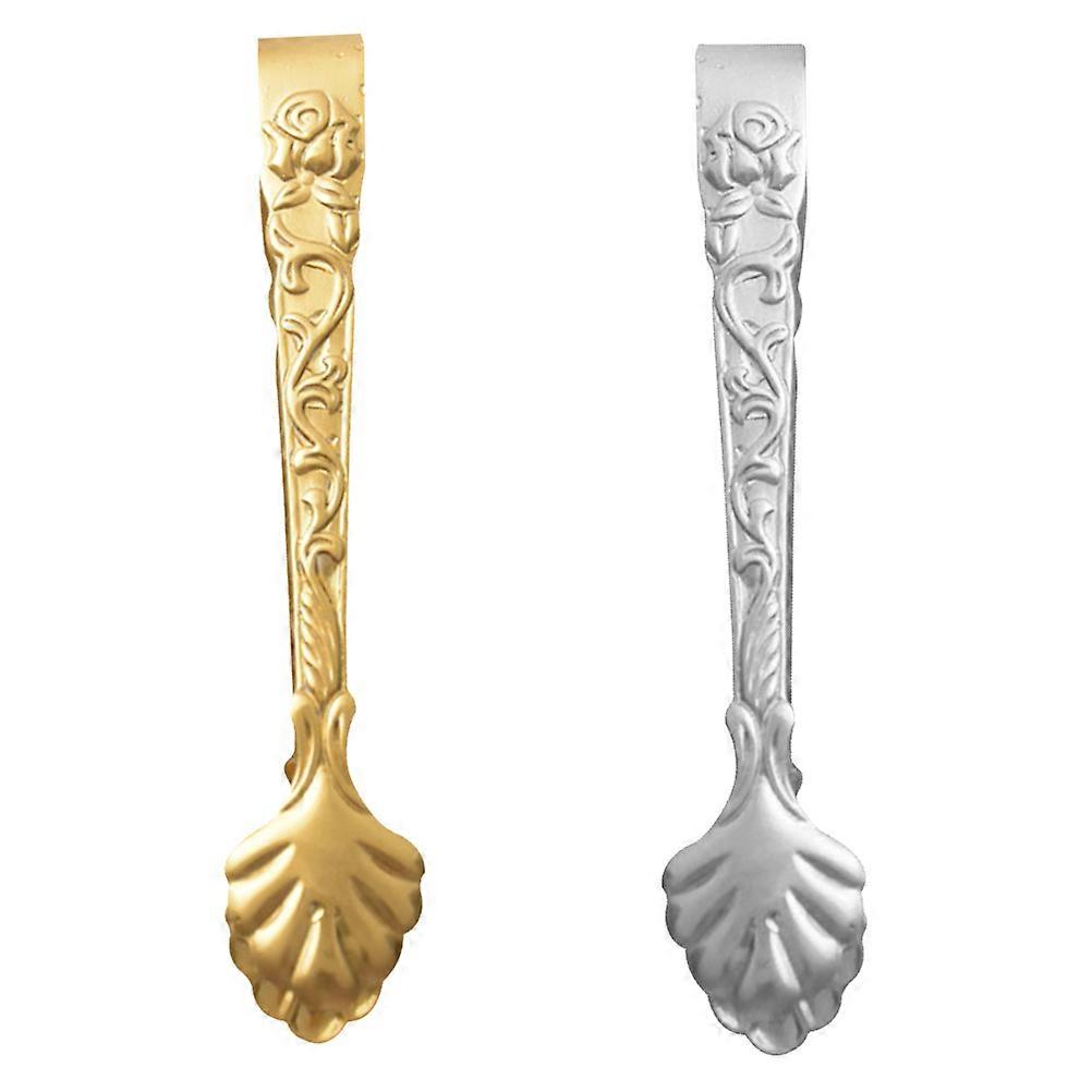 Stainless Steel Ice Cube Tongs with Rose Design Practical Serving Tool for Ice, Sugar Cubes, and Cocktails at Home or Gatherings