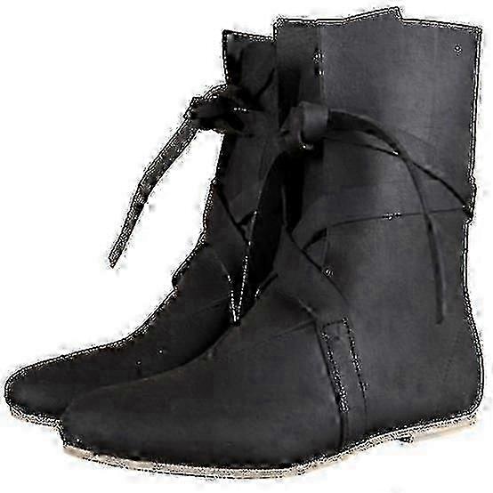 Erkekler için Ortaçağ Botları - Rönesans Viking Korsan Deri Kravatlı Cosplay Ayakkabılar