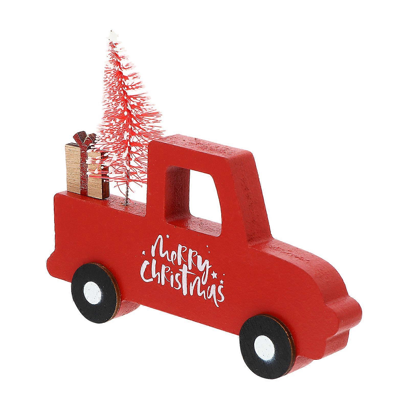Car Decoration Wooden Car Adornment Creative Desktop Home Decor Item Red 12x9cm Christmas 1Pc