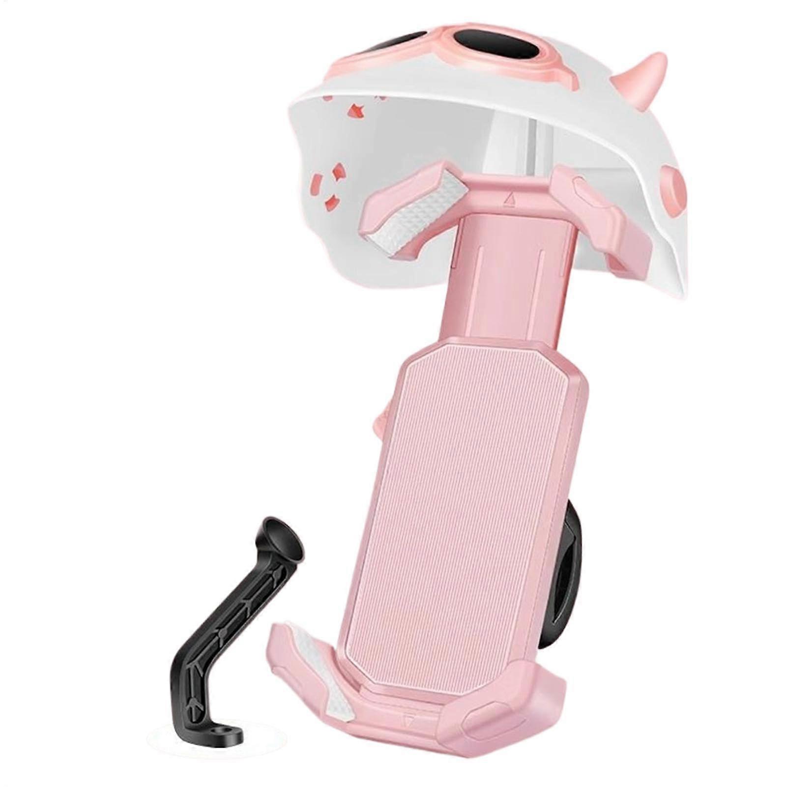 Motorcycle Phone Mount with Sunshade, Waterproof Holder, 360 Degree Rotation, Adjustable Cellphone Rack in Pink
