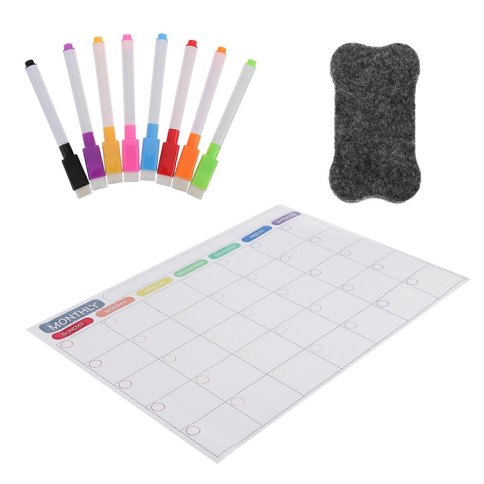 Fridge Whiteboard Calendar Planner Design Erasable Function Kids Educational Tool 16.90X11.79inch 1 Set