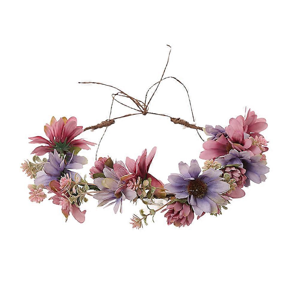 Artificial Floral Headpiece Circular Wreath Headband Women Fabric Material 21.50X20.00X3.00cm Simple and Elegant Design 1Pc