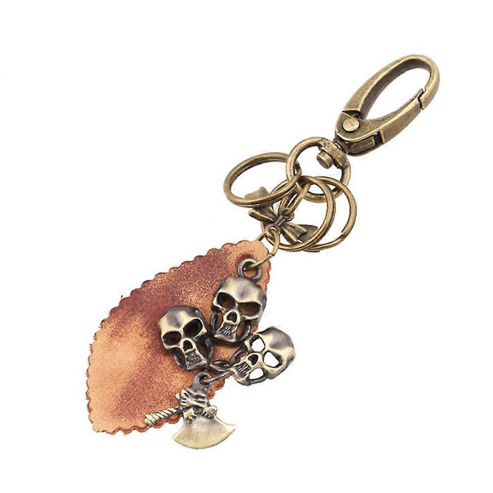 Halloween Skull Keychain Punk Car Key Pendant Decoration Hanging Golden Vintage Style 1Pack