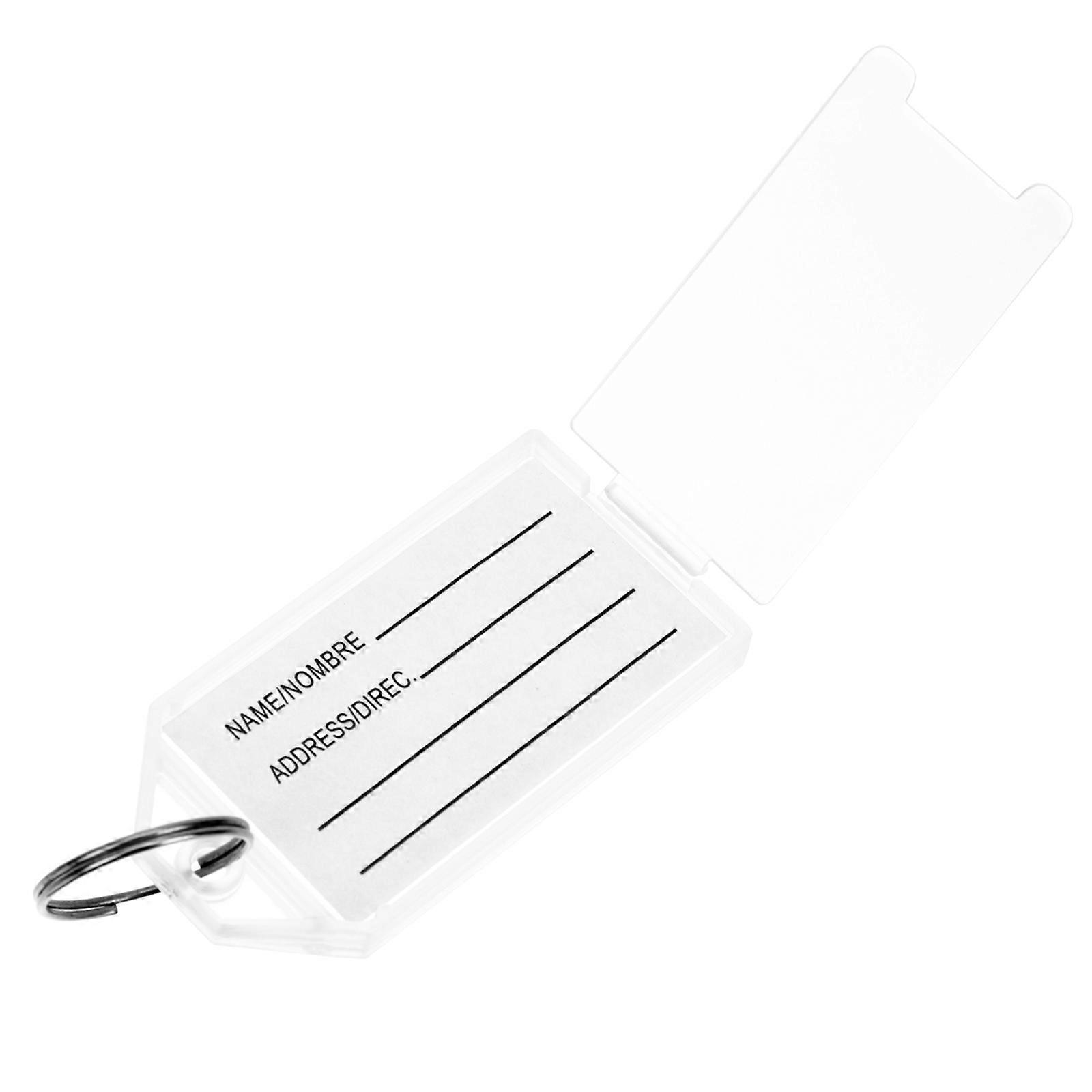 30Pcs Plastic Keychain ID Tags Name Labels Language Number Marks White