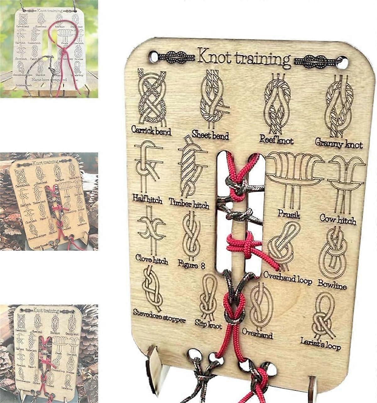 Knot Training Board Set for Outdoor Climbing Exercises, Portable Paracord Binding Kit, 1 Piece Knot Practice Board