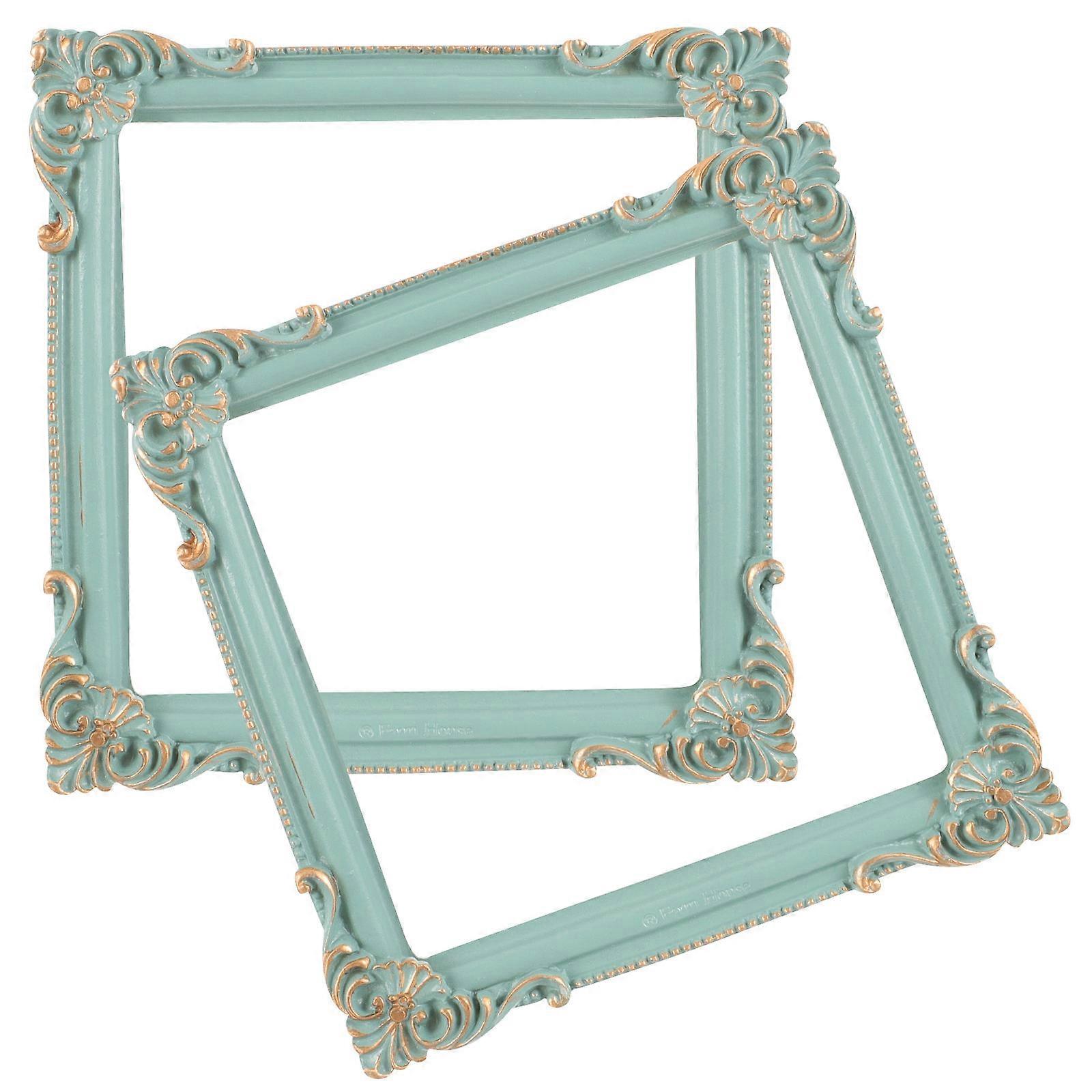 Small Picture Frames Mini Resin Frame Table Decor Olive Green 11x11cm Display 2Pcs