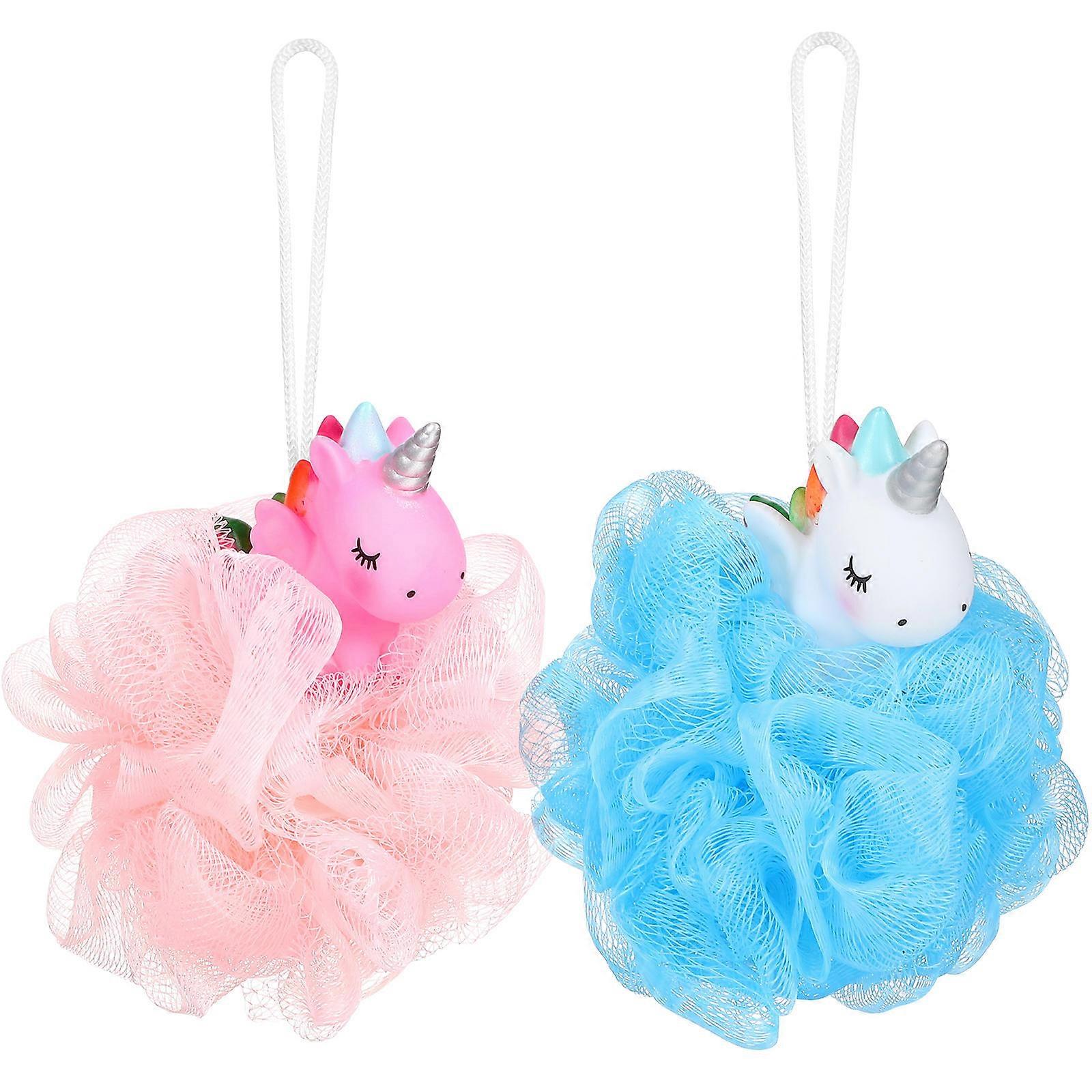 Bath Sponge Loofahs Unicorn Shape Wipe Excess Oil Shower Balls 2Pcs
