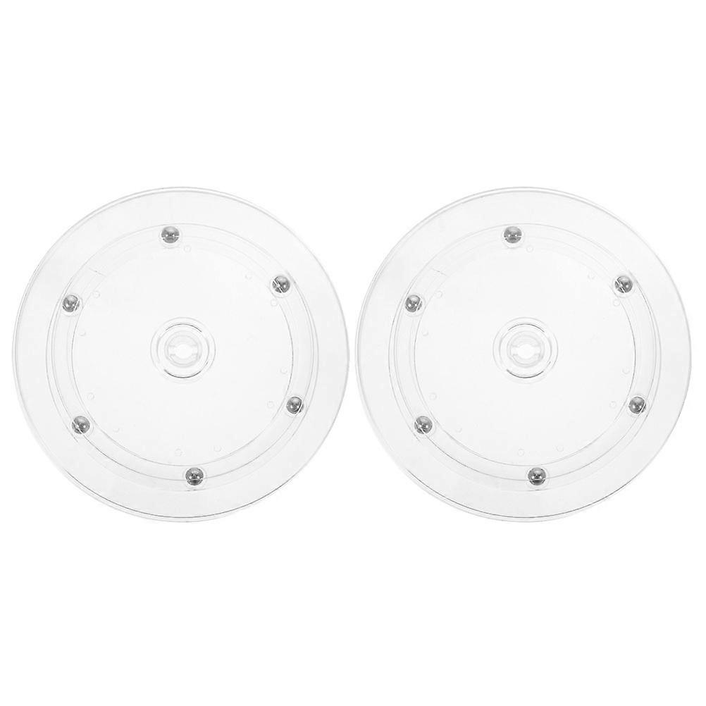 Transparent Rotating Turntable Kitchen Display Stand Plastic Swivel Base for Food & Entertainment Use Easy to Clean Household Appliance 2pcs Set