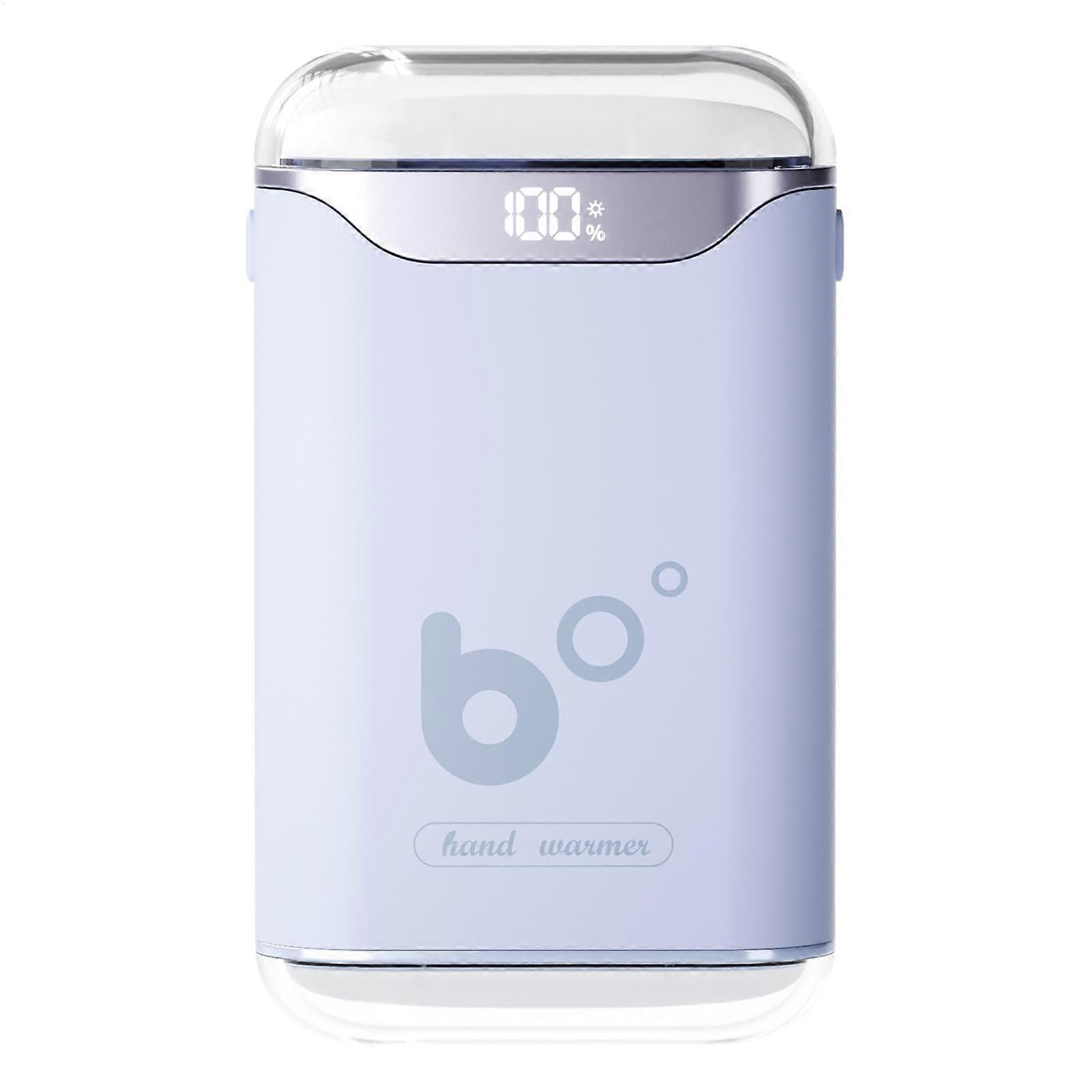 Electric Hand Warmer Rechargeable 3000mAh Digital LED Display Portable Compact Blue Violet