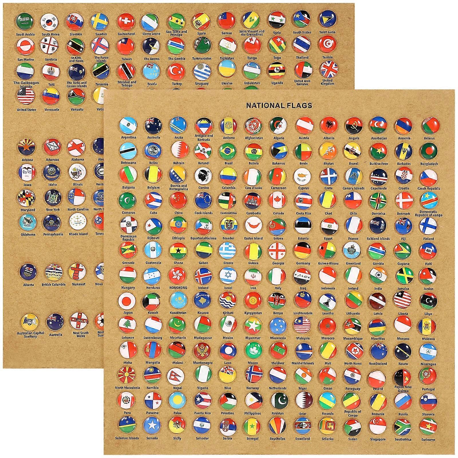 National Flag Push Pins Set 291pcs Decorative Thumbtacks for Cork Board, Photo Display, Travel Map Marking, Notes & Home Office Use