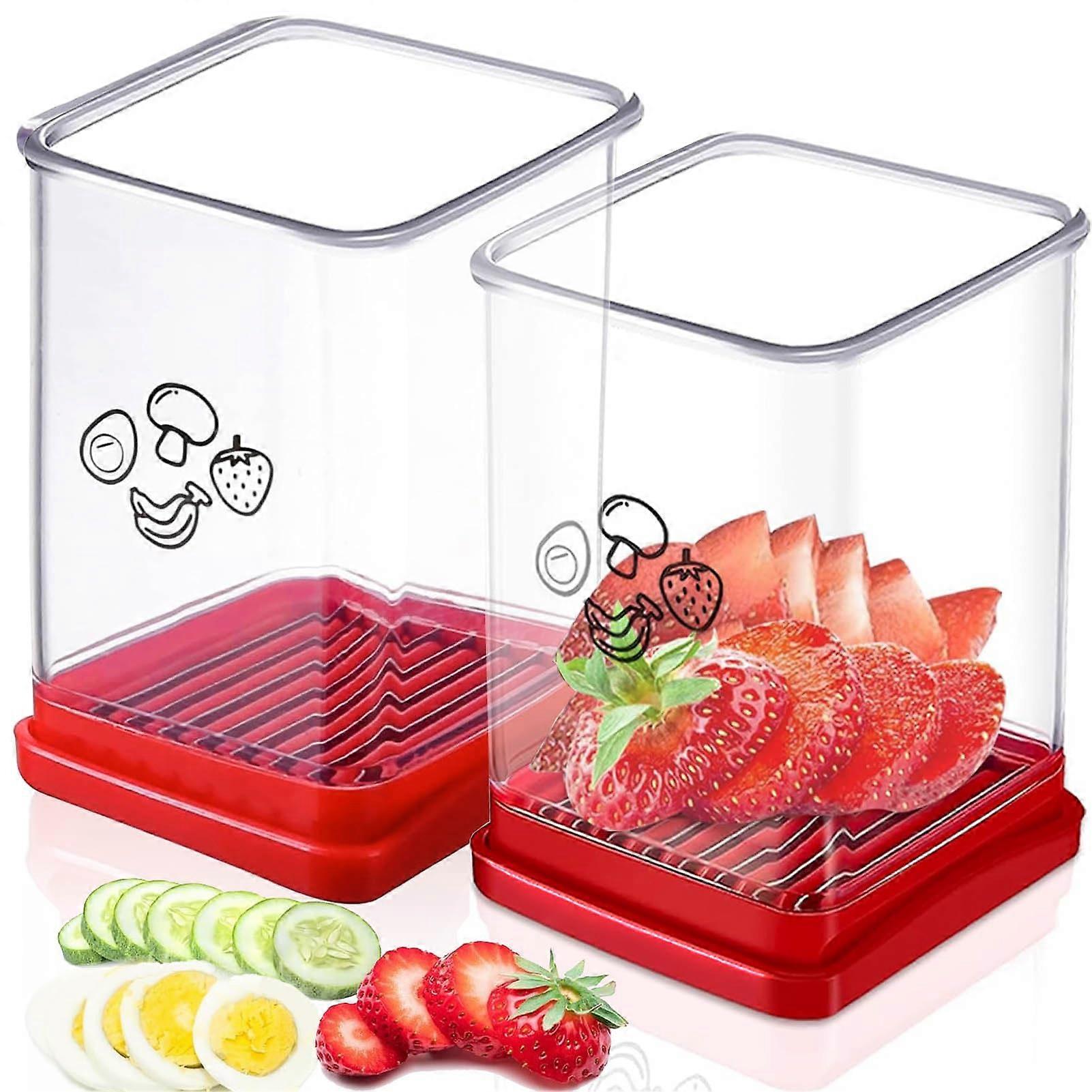 Vegetable Cutters Pack of 2, Strawberry Cup Slicer and Fruit Cutter with Protective Cap for Soft Fruits and Vegetables
