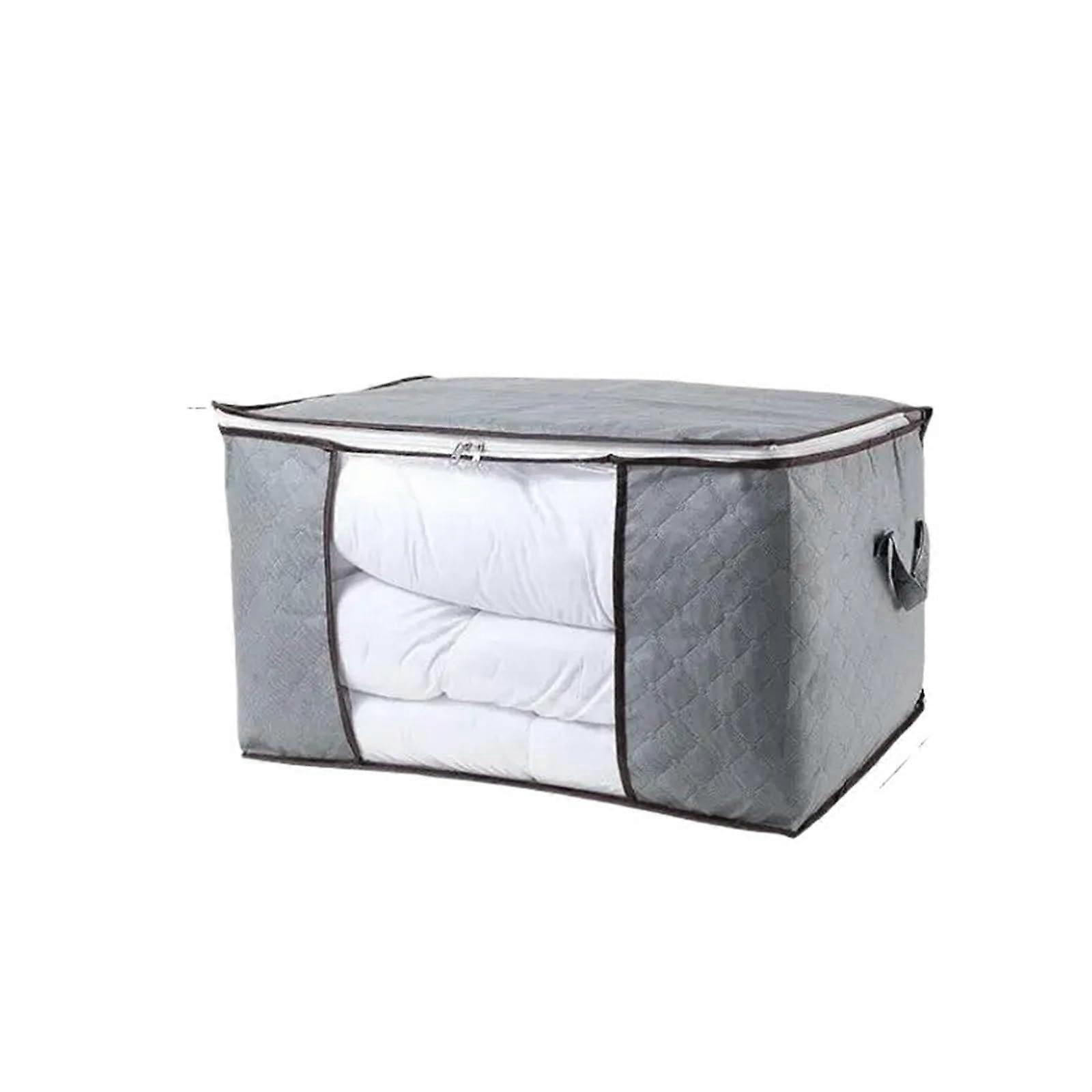 Foldable Storage Bags for Clothes, Blankets, Dark Gray, Organizer Made of Thick Fabric with Handles, Foldable, 60L