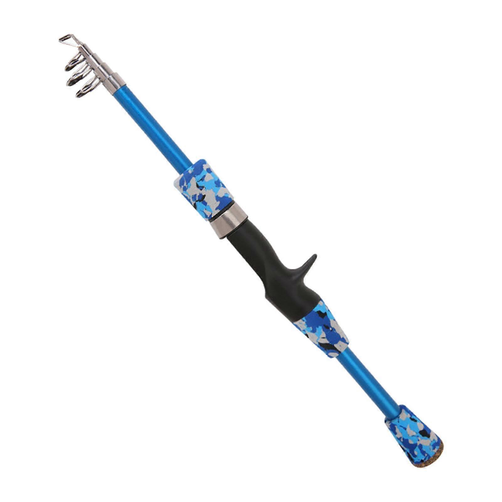 Telescopic Fishing Rod, Retractable Handle, Ceramic Guides, Blue, 1.5m