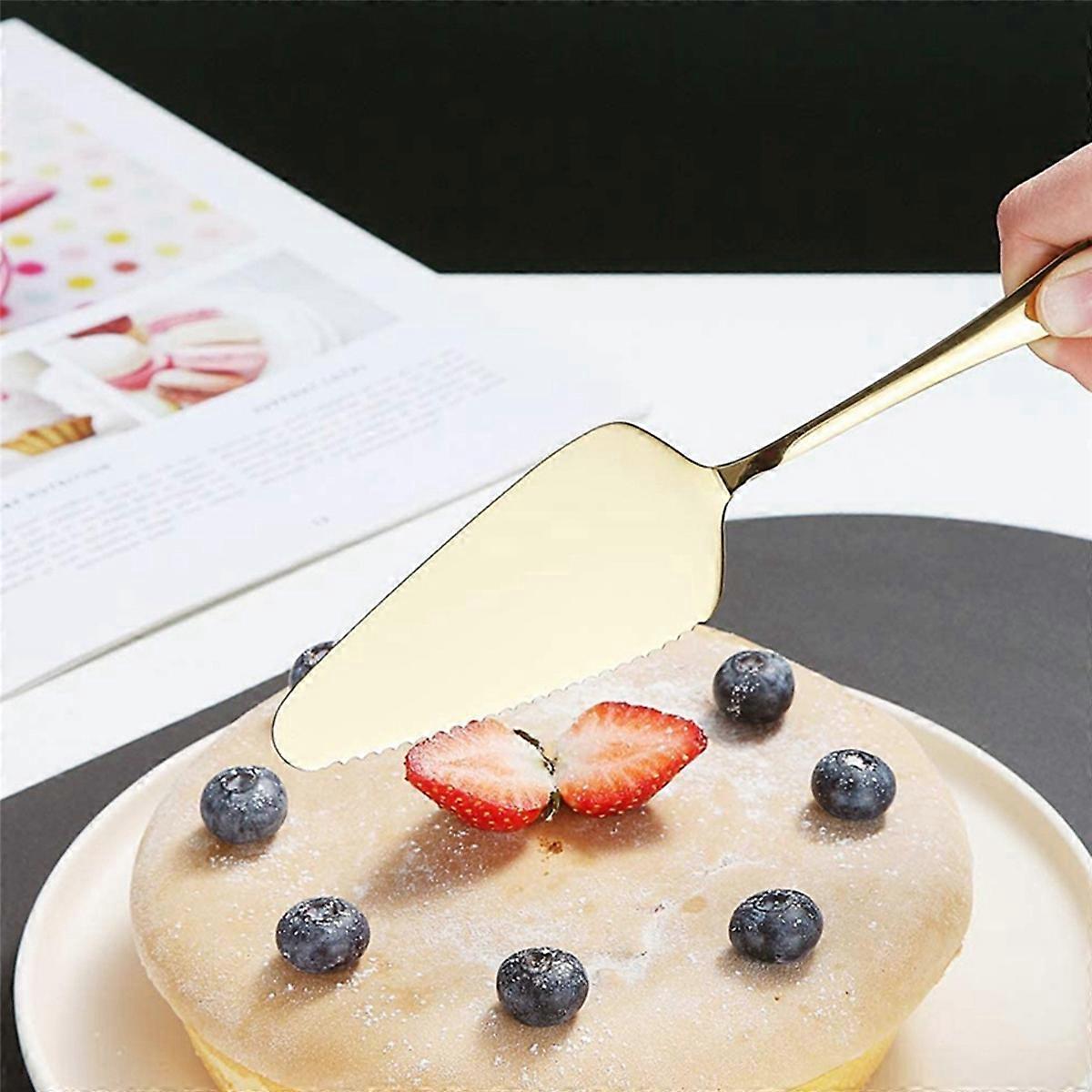 Golden Cake Pie Server, Wedding Cake Knife and Server Set,6 Pieces