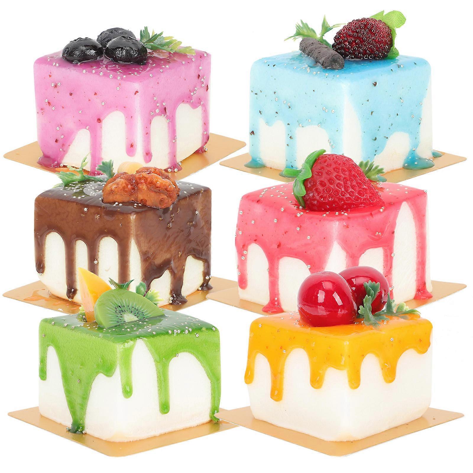 Simulation Dessert Model Lovely Cake Model Children Home Users Pu Material 7.5x7.5cm 6Pcs