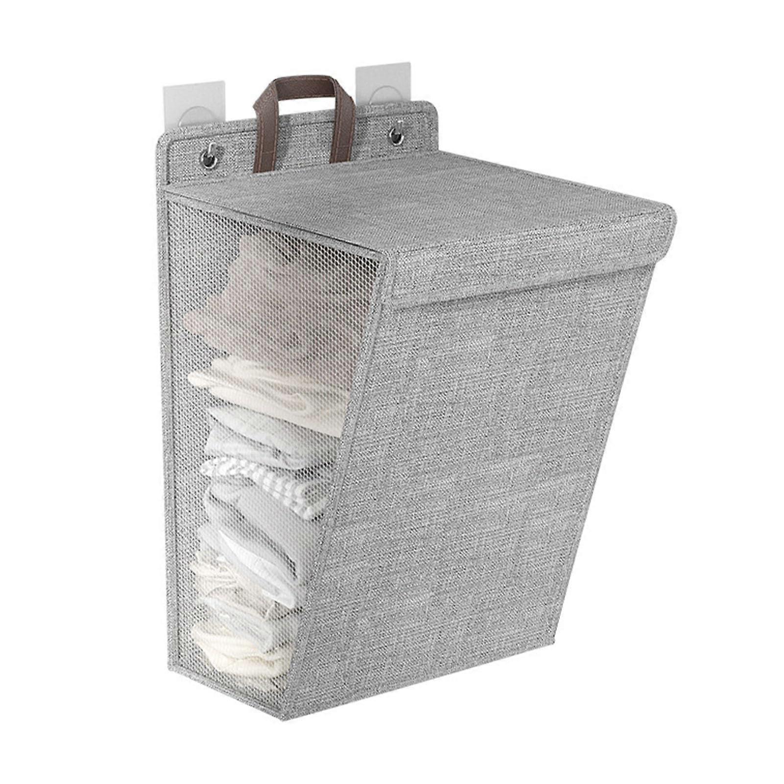 Foldable Laundry Basket for Wall Hanging, Grey M Size, Large Capacity for Shoes, Socks, Towels, Multifunctional Design