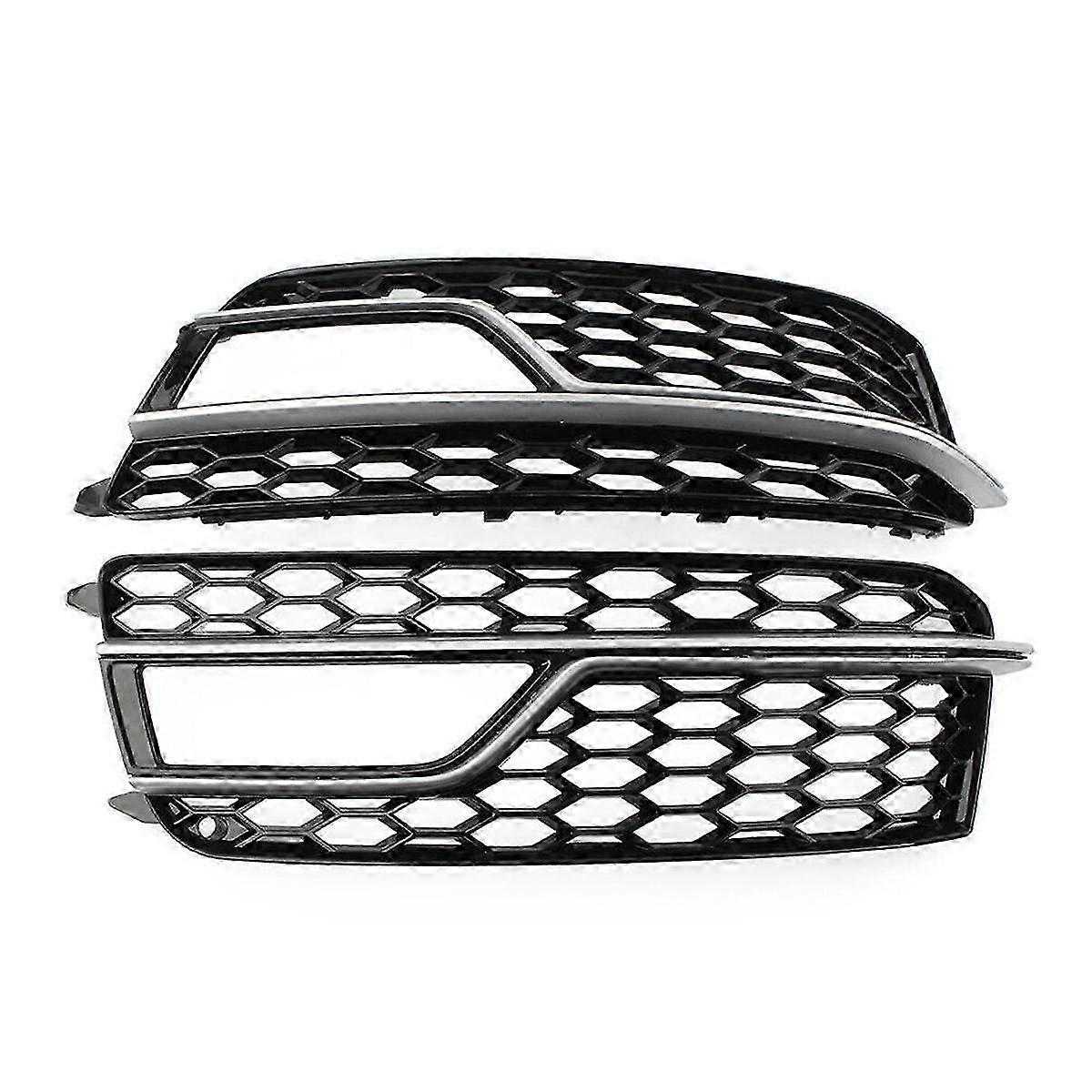 Chrome Car Front Bumper Mesh Fog Light Cover Honeycomb Grill for Compatible with S5 A5 S-Lines 2013-2016