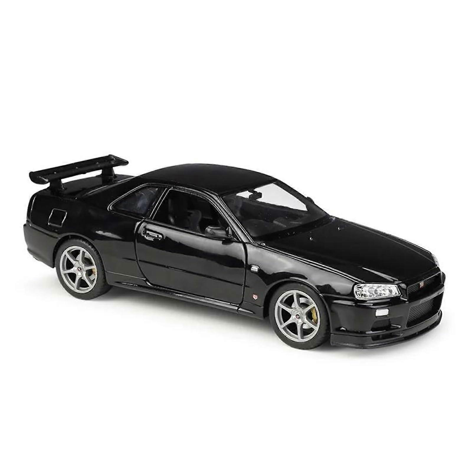 1:24 Scale Nissan Skyline GTR R34 Diecast Model Car, Alloy Diecast, Collectible Static Display, Finished In Black