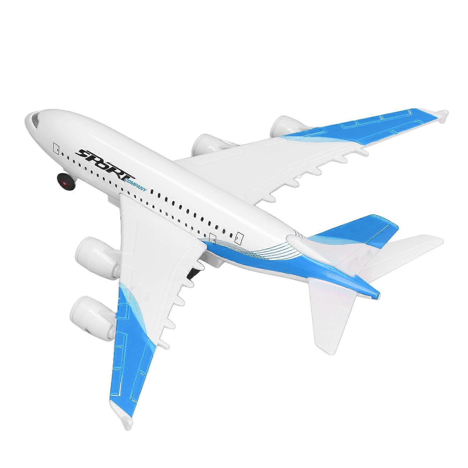 Alloy Airplane Model Aircraft Model 5 Lights Passenger Jet Toy with Display Stand Blue