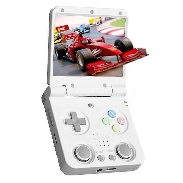 AMPOWN Miyoo Flip V2 3,5-Zoll-IPS-Bildschirm Handheld-Gamecontroller Linux Onion OS-Videospielkonsole mit 128G-Speicherkarte Weiß