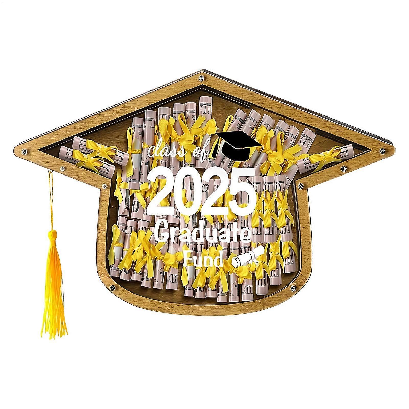 Graduation Cash Box Wooden Decoration for Men and Women - Unique Keepsake Box for Graduation Gifts and Money Contributions