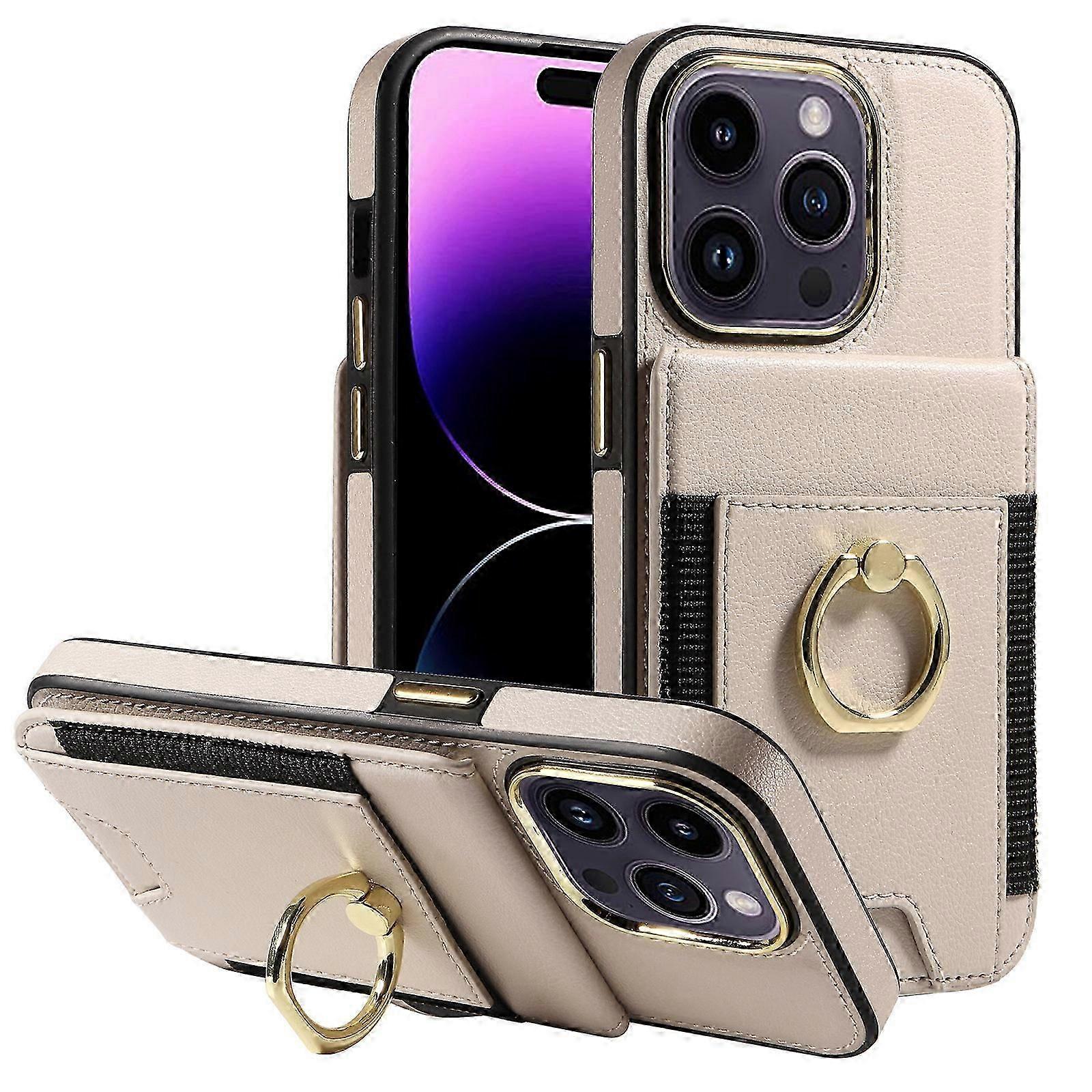 Wallet Case Compatible with iPhone 15 Pro Max, Leather Case with Card Holder Ring Kickstand, Protective Case for iPhone 15 Pro Max