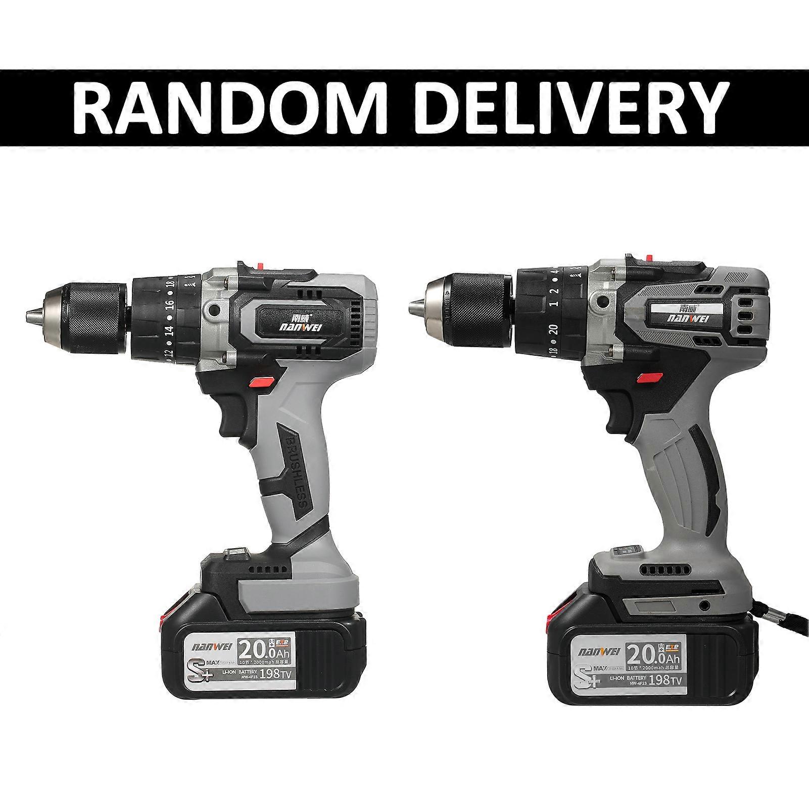 21V Cordless Drill Driver Batteries Max Torque 200N.m 1/2 Inch Metal Keyless Chuck 20+3 Position 0-2150RMP Variable Speed Impact Hammer Drill Screwdr