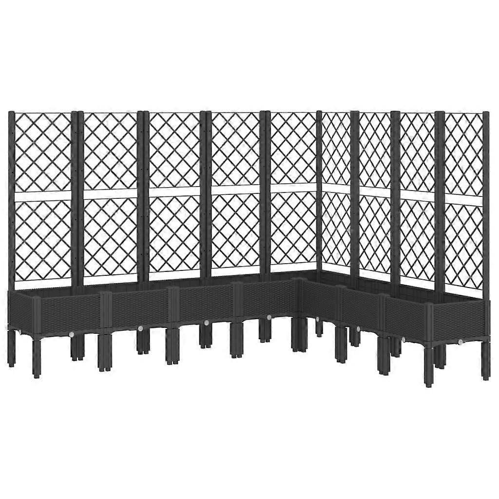 Generic Wenjingqi 367943 Flower Box with Trellis, Polypropylene, Black, 200 x 160 x 142 cm