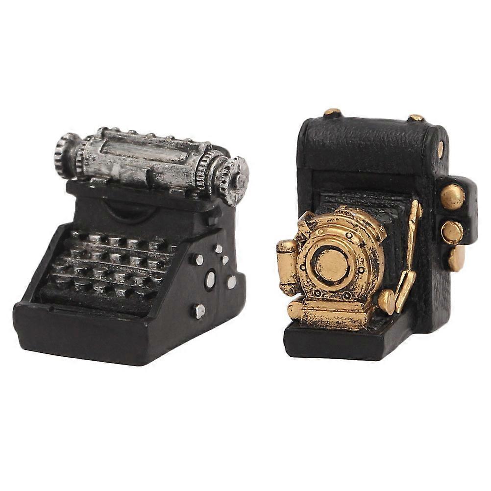 2pcs Retro Record Player Ornament Simulation Typewriter Ornament Random Style