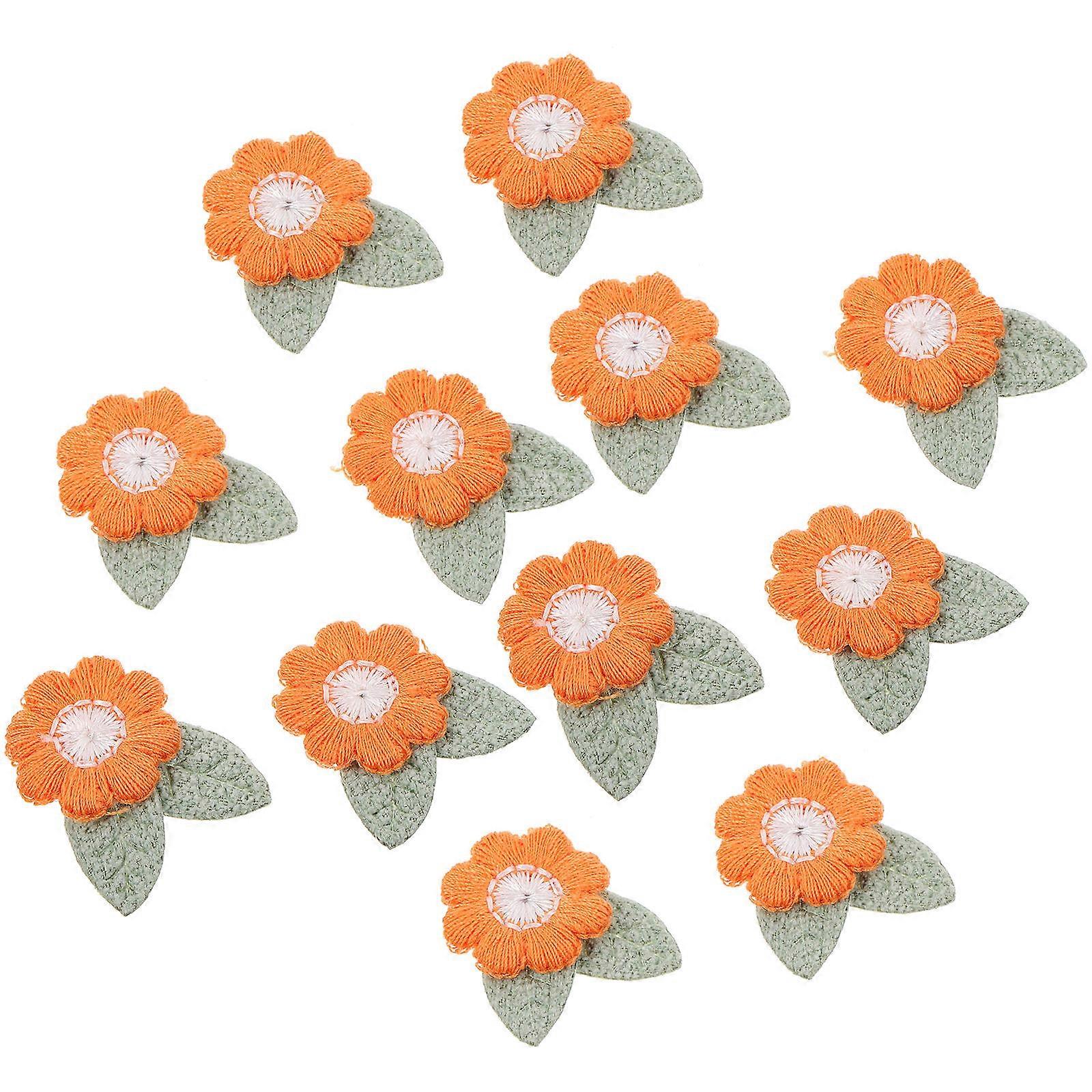 Clothes Patches Iron On Flower Shape Diy Accessories For T Shirt Apparel Orange 2 8X2 2Cm 10Pcs