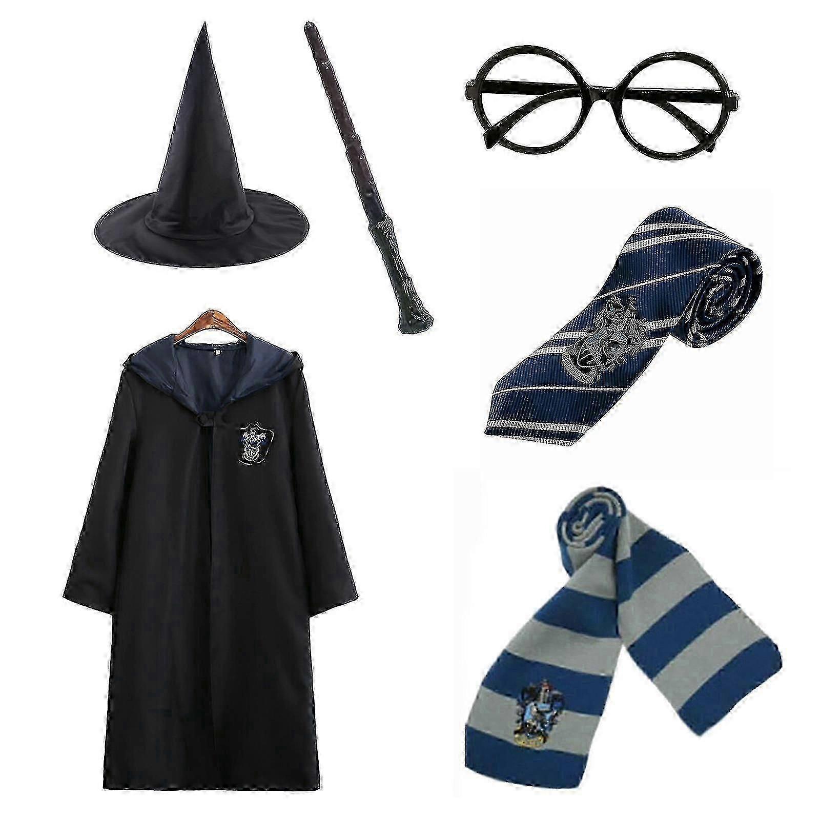 Potter 6pc Set Wizard Fancy Cloak Costume