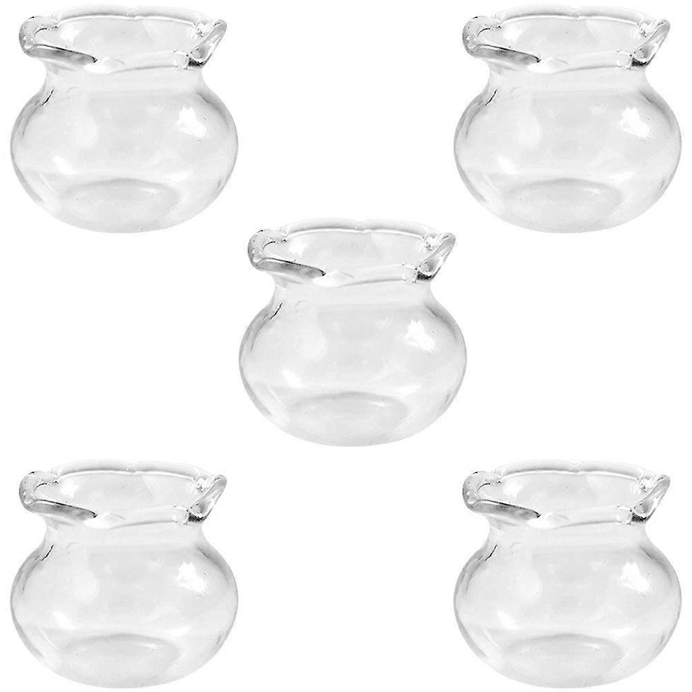 Miniature Goldfish Bowl Square Shape Mini House Toys Fine Workmanship Children Handicraft Enthusiasts 5Pcs